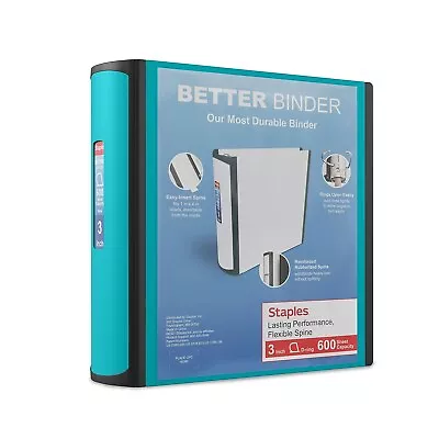 Staples Better 3-Inch D 3-Ring View Binder Teal (15129-US) 702877 • $12.71