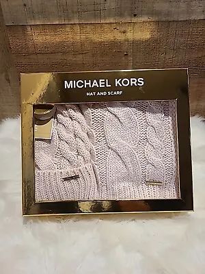  MICHAEL KORS 2 Piece Set Knit Light Pink Scarf & Hat  Gift Set New • $34.99