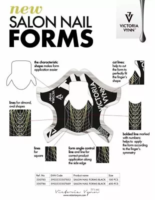 Victoria Vynn Nail Forms BLACK 30pcs. Acrylic Template Gel Extension • £4.95