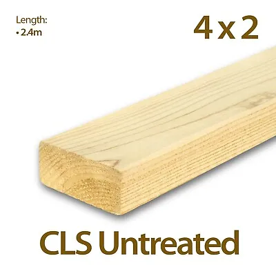 Untreated Structural Graded Timber 4x2 CLS - 38mm X 89mm - 2.4m • £6.62