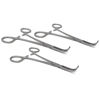 3 Full Curved Stainless Steel Right Angled Hemostat Forceps 6  Serrated • $23.99