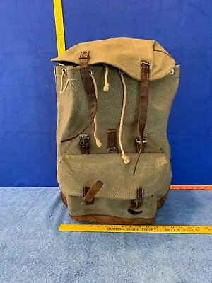 Swiss Army Backpack Vintage Canvas & Leather  NO SHOULDER STRAPS HAS STAINS • $59.79