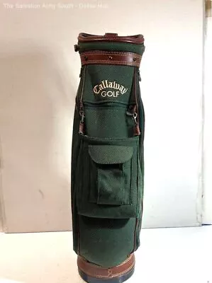 Vintage Callaway Women’s Golf Bag 6 Slot Green W/ Rain Cover Beige Leather Trim • $13.50