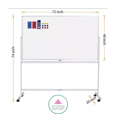 Rolling Whiteboard Double Sided 72 X 40 Large Mobile Dry Erase Board 360°  • $375.95