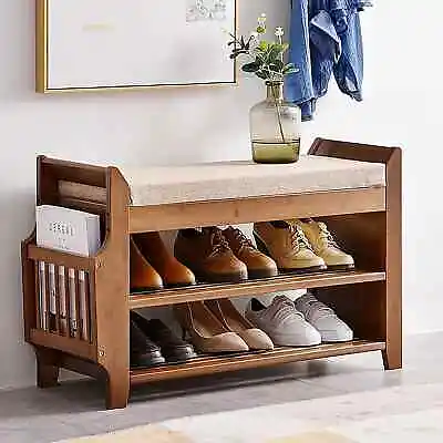 $153 • Buy Shoe Rack Bench Organizer Storage Wood Shoe Shelf For Closet Entryway Bedroom