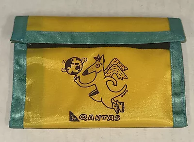 1990s Neon Vintage Flying Kangaroo Mascot Qantas Airlines Tri-Fold Wallet AUS • $16.09