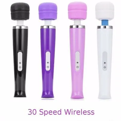 Cordless Handheld Massager Wand Vibrating Magic Therapy Motor 30 Speed Wireless • $23.19