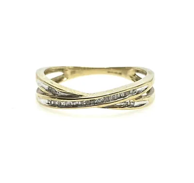 £75 • Buy Gold Diamond Ring 9ct Yellow Gold Diamond Ring Diamond Crossover Ring Love Gift