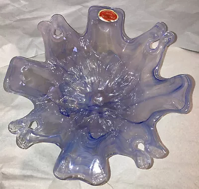 Murano~Lavorazione~Hand Blown Glass Bowl~**Purple/Bluish**~Italian Art Glass • $52