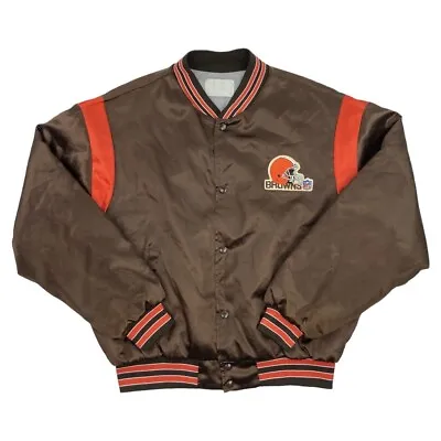 VTG Cleveland Browns NFL Football Satin Swingster Jacket Size XL USA Made • $58.50