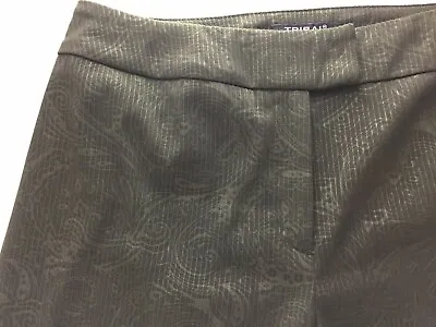 Tribal Office Casual Pants Brown Stretch Paisley Shadow Print Women Size 8 • $9.98