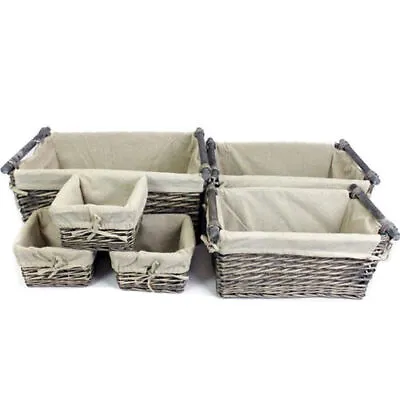 Wicker Storage Deep Basket Handles Hamper Organiser Picnic Willow Linen Home New • £6.99