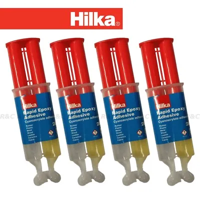 £10.99 • Buy 4 PACK Hilka 2 Part Epoxy Syringe Quick Setting Adhesive Glue Plastic Metal Wood