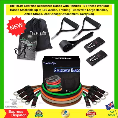 Resistance Bands Set Home Gym Exercise Workout Tubes With Handles Door Anchor-Au • $41.99