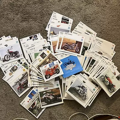 Vintage 1990 WORLD'S MOTORCYCLE MODELS PHOTO TECHNICAL DATA CARDS - Hundreds Of • $385