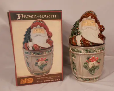 Cracker Barrel Traditional Santa Claus Cookie Jar W Box 13  High Peace On Earth • $22.22
