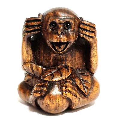 £29.99 • Buy M6255 - Collectible 20 Years Old 2'' Hand Carved Ironwood Netsuke: Smart Monkey