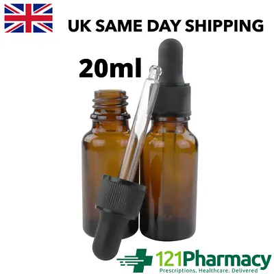 £4.49 • Buy 20ml Amber Glass Pipette Dropper BOTTLE | Oils Aromatherapy Eye Drops MULTIBUY