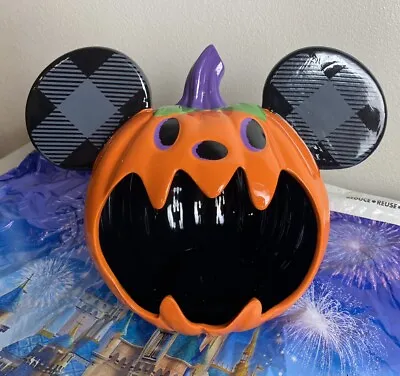 Disney Parks Halloween Pumpkin Candy Bowl Dish Mickey Mouse 2021 Ceramic (box) • $39.99