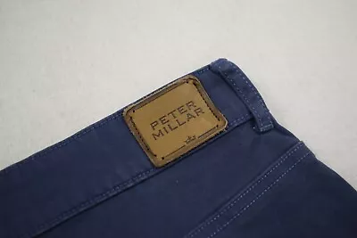 Peter Millar Stretch Chino Golf Pants Blue Flat Front 5 Pocket Mens Size 35 X 34 • $39.99