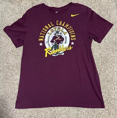 New NIKE LOYOLA UNIVERSITY Ramblers CHICAGO TEE T-SHIRT Mens Medium Maroon • $9.99