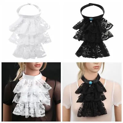 Detachable Ruffled Lace Jabot Neck Collar Stage Party Steampunk Costume Accessor • £8.99