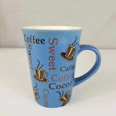 Mulberry Home Collection Sweet Coffee Cocoa Blue Mug Ceramic Brown Letters • $14.74