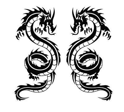 Dragon Tribal - SET OF 2 - 1 REVERSE Dragons Car Decal Window Sticker TRB012 • $14.99