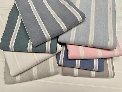£1.20 • Buy Linen Look Jacquard Striped Fabric Home Decor Material 140cm Wide Cream Stripes