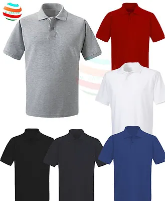 £4.95 • Buy Mens Polo Shirt Olympic Plain Short Sleeve Work Casual Sport Leisure S-3XL
