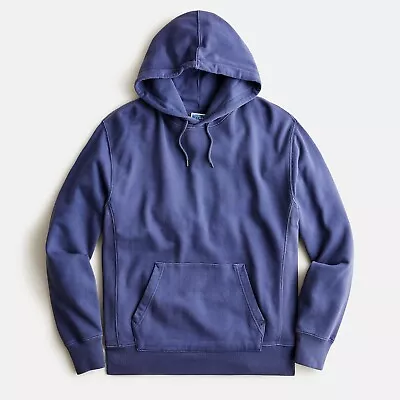 NWT J Crew Faded Pilot Blue Garment Dyed French Terry Hoodie Sweatshirt H4576 M • $49.99