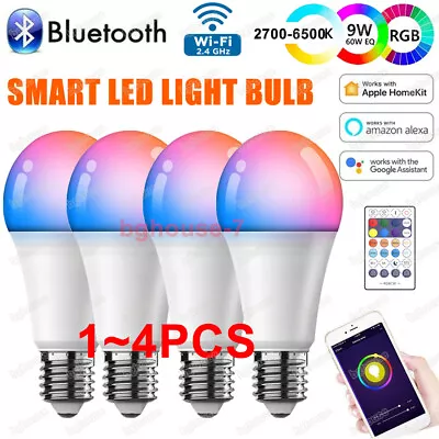 4 X WiFi Smart LED Light Bulb E27 RGBCW Color Dimmable Lamp For Alexa Google App • $20.93