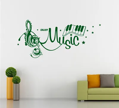 Music Notes Enjoy Music Keyboard Piano Wall Art Sticker Decal UK SH268 • £26.99