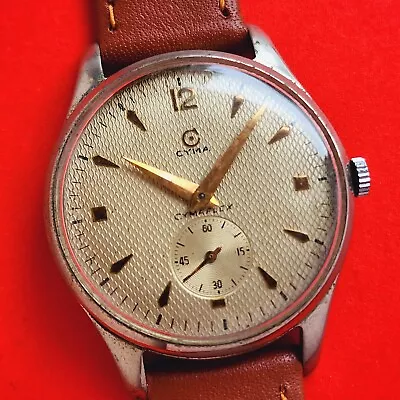 Cyma CymeFlex Watch Rare Dial Mechanical Cal R.458 Brown Leather For Repair • $199