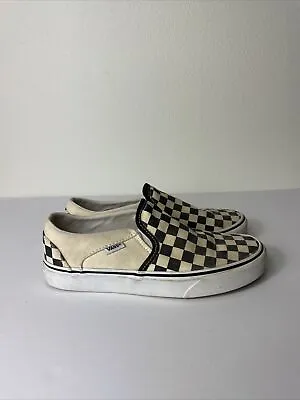 Vans Shoes Womens 7 Mens 5.5 Classic Slip On Sneakers Black White Canvas 721565  • $20.10