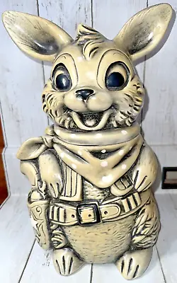 Vintage Twin Winton Bunny Rabbit Sheriff Gunslinger Ceramic Cookie Jar MARKED • $100