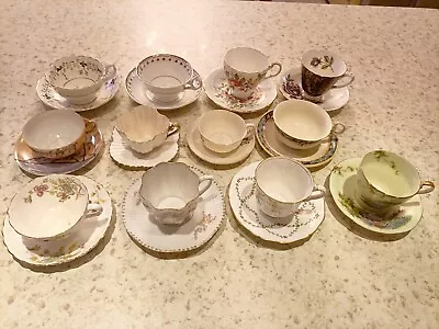 Vintage Bone China Tea Cup And Saucer Lot Of 12 Mismatcheddecorative/useful. • £35