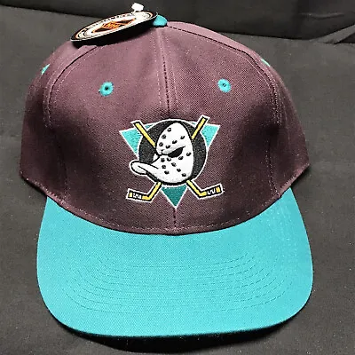 Nwt Gray Brim Anaheim Mighty Ducks Logo 7 Snapback Hat Athletic Disney • $40