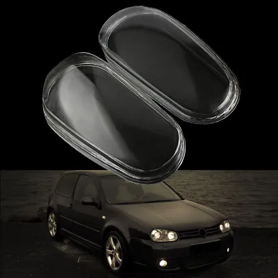 PAIR GLASS HEADLIGHT LENSES HEADLAMP COVER FOR VW MK4 Golf R32 1999-2005 • $76.80