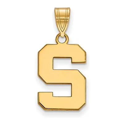 Michigan State University Spartans School Letter Logo Pendant Gold Plated Silver • $59.99