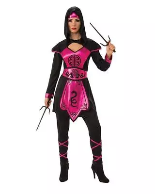 Pink & Black Ninja Warrior Costume Adults Womens Dress Up Legging Belt Headband • $50.85