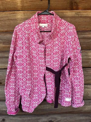 ODD MOLLY Pink Lambs Wool Nylon Cardigan Sweater Jacket Women's Size 3 • £38.60
