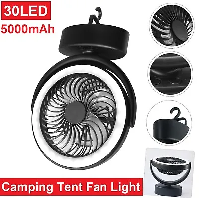 5inch Outdoors LED USB Rechargeable Portable Night Mini Fan Light Table Lamp AU • $36.99