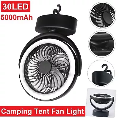 $49.99 • Buy 5inch Outdoors LED USB Rechargeable Portable Night Mini Fan Light Table Lamp AU