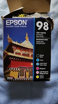  EPSON 98 High-capacity Ink Cartridges T098120-BCS 6 Cartridges NEW Open Box  • $72