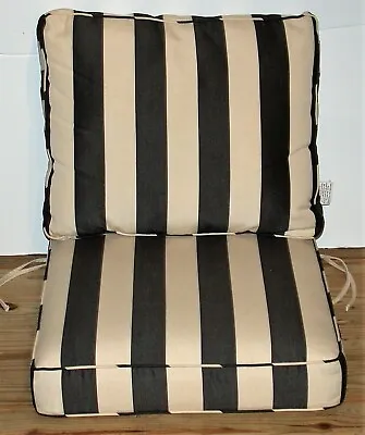 Sunbrella® Outdoor Deep Seat Cushions ~ Canvas Black Stripe 25x24x7 / 24x27x6  • $139.99
