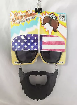 NEW Sun-Staches American Trucker Fun Sunglasses Costume Accessory Mustaches • $9.45