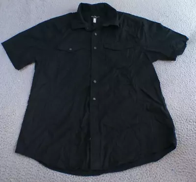 Marc Ecko Shirt Men's Large Black Short Sleeve Button Up Collared Pockets • $18.88