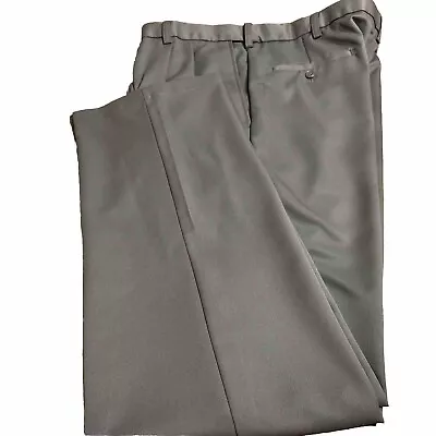 Haggar Size 42X34 Taupe Brown Pleated Dress Pants  Comfort Waist 100% Polyester • $13