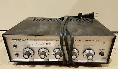 Vintage REALISTIC MPA-20 Mono PA Amplifier Head 120V / 12V Solid State Amp Hi-Z • $19.99